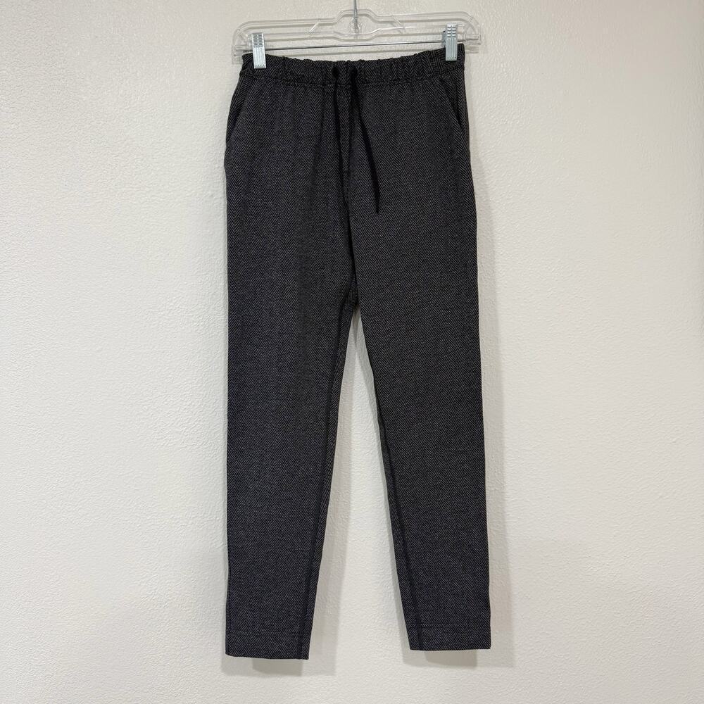 Lululemon Jet Crop Slim Trouser Luon Heathered Herringbone Black Grey Size 4 - Picture 2 of 9